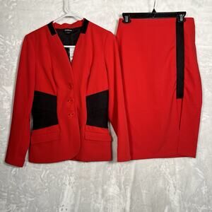 Y2K Cache Red & Black Bandage Waist Blazer and slit skirt Size 8 NWT Sexy